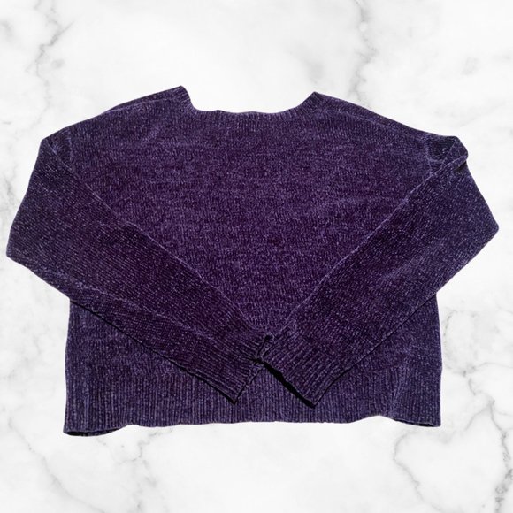 Purple V-Neck Chenille Sweater - Picture 4 of 5